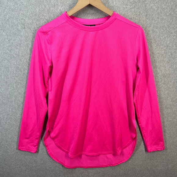 SSYS The Label Tops - SSYS The Label Neon‎ Pink Perforated Mesh Long Sleeve Athletic Top XS